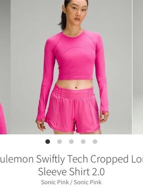 Lululemon Swiftly Tech Cropped Long Sleeve Shirt 2.0 Sonic Pink Sz 6